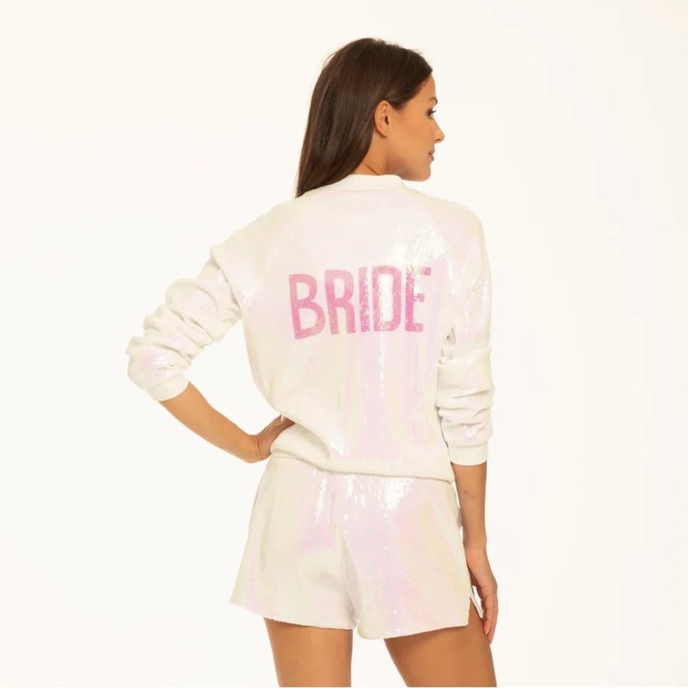 HAYLEY PAIGE BBRIDAL BOMBER JACKET iridescent sequin Cheval JLM couture bride